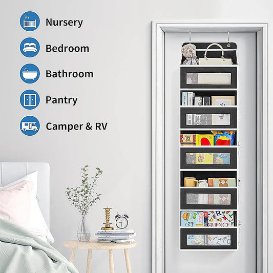 Over-Door Hanging Organiser | 5 Large + 10 Mesh Pockets | 146cm