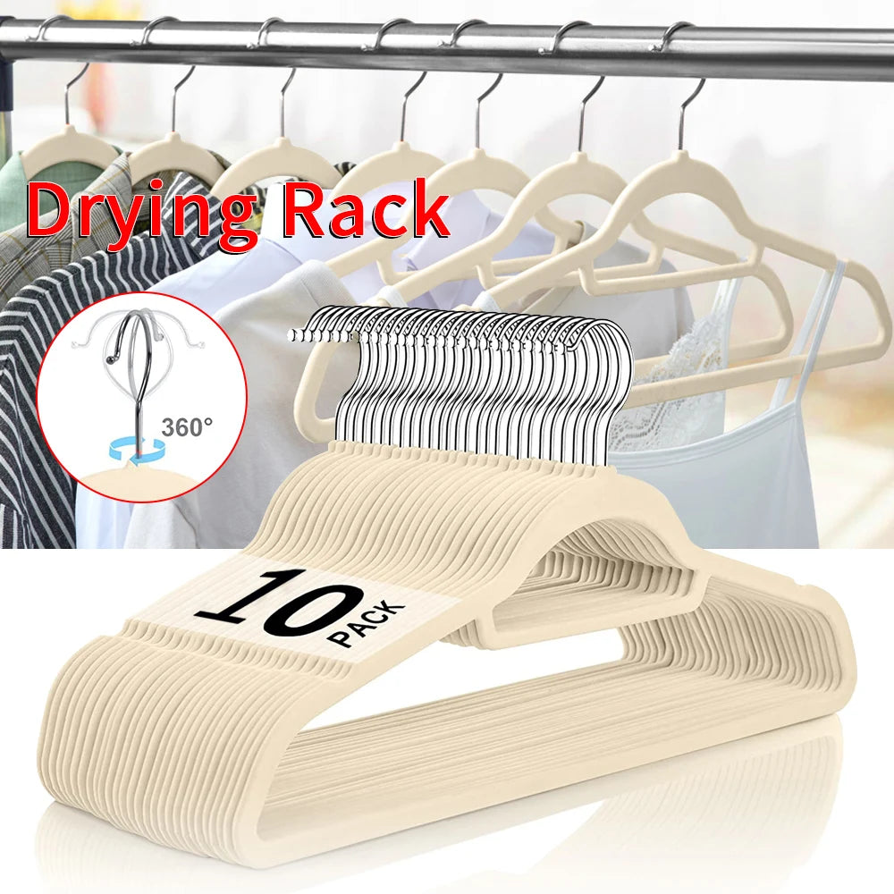 Non-Slip Velvet Hangers | 360° Rotating Hook | Pack of 10, 50 or 100