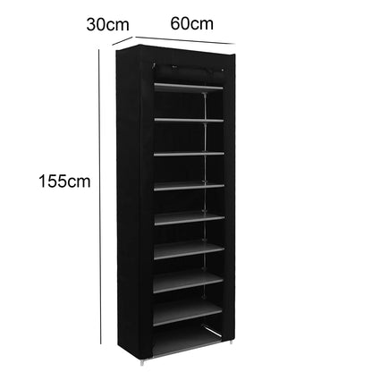 10 Tier Cabinet Storage Organiser Shoe Rack Stand Holds 27 Pairs Dustproof UK