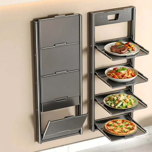 4-Tier Foldable Wall-Mounted Spice Rack | Suction Cup Kitchen Organiser