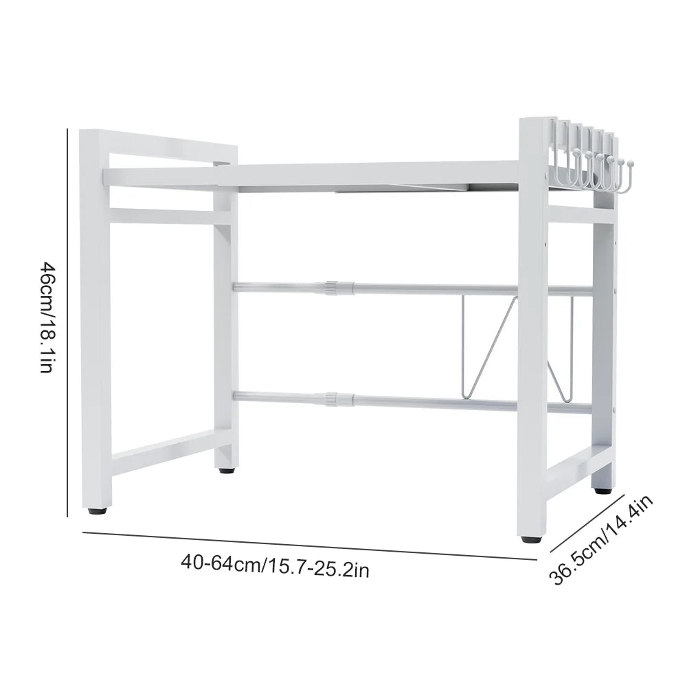 Microwave Oven Rack Seasoning Shelf Bilayer Oven Storage Rack Retractable Countertop Organizer Kitchen Accessories