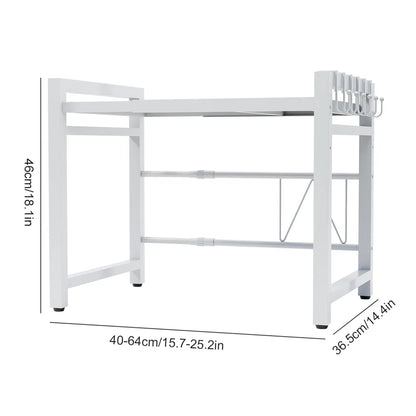 Retractable 2-Tier Microwave & Seasoning Shelf | Expandable 40–64cm