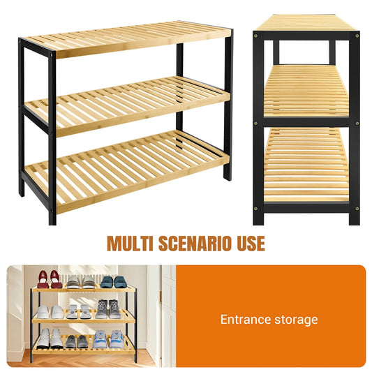 3-Tier Natural Bamboo Shoe Rack
