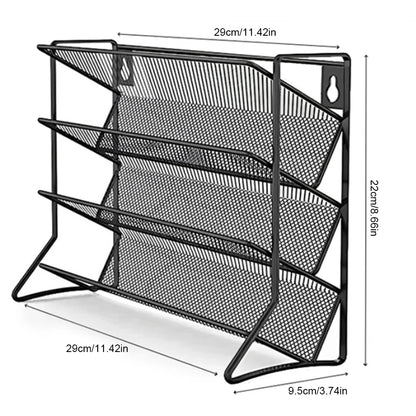 4-Tier Spice Jar Rack | Wall-Mount or Freestanding | Carbon Steel | Black