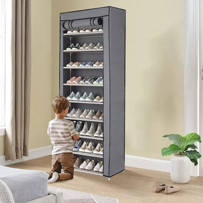 10 Tier Cabinet Storage Organiser Shoe Rack Stand Holds 27 Pairs Dustproof UK