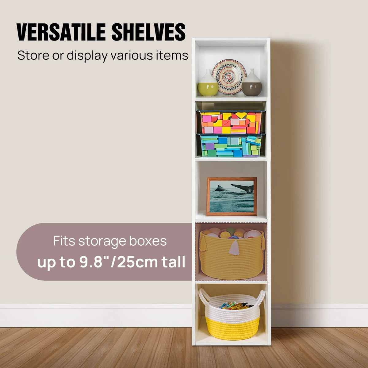 Cube Bookcase – 2, 3, 4 or 5-Tier Wooden Display Shelf