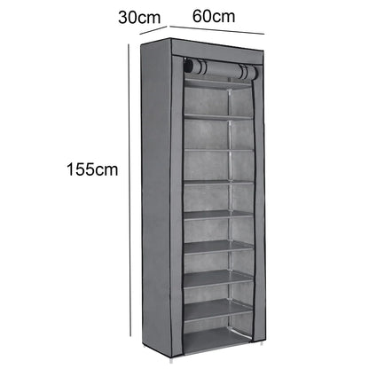 10 Tier Cabinet Storage Organiser Shoe Rack Stand Holds 27 Pairs Dustproof UK