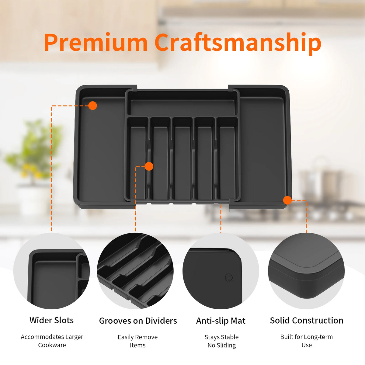 Expandable Cutlery & Utensil Drawer Organiser – Up to 8 Compartments