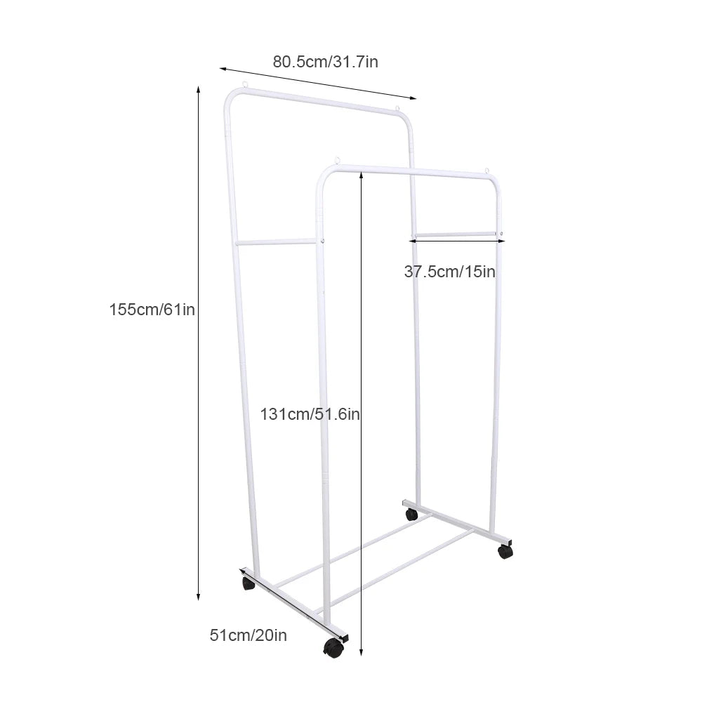 Heavy Duty Double Rail Clothes Rack with Lower Storage Shelf