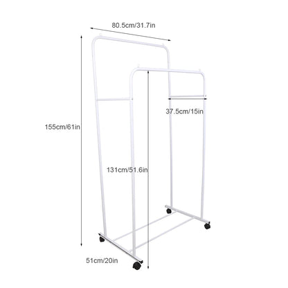 Heavy Duty Double Rail Clothes Rack with Lower Storage Shelf